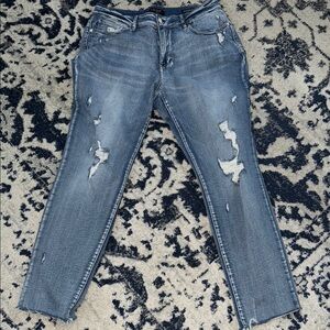 Judy Blue Distressed Boyfriend Jeans - Blue